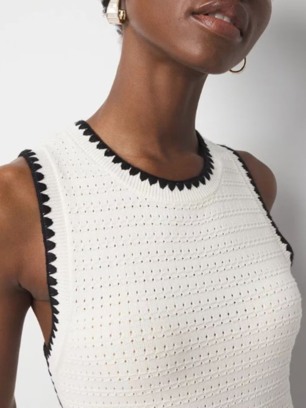 *NWT* Chic WHBM Midi Contrast Trim Sweater Dress Eggnog Sz M - Picture 3 of 9